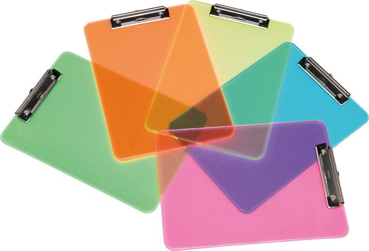 Immagine prodotto Maul Appunti al neon, DIN A4, plastica giallo trasparente, piatto, terminale a clip nichelato (22,6 x 31,8 cm)