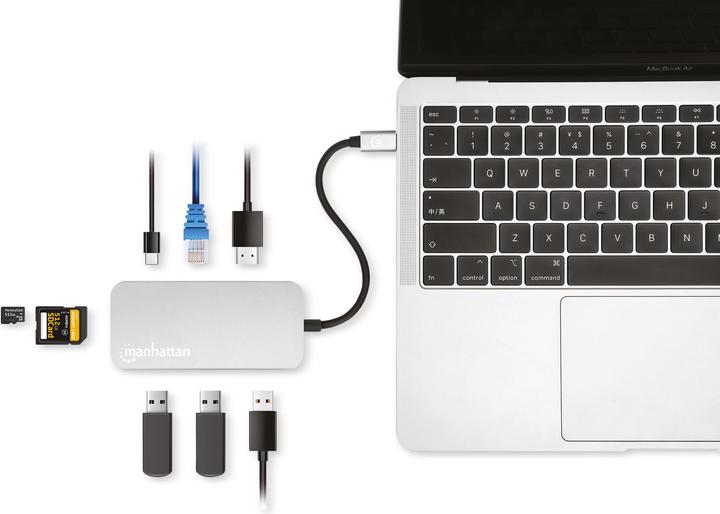 Actual product image Manhattan USB-C 8-in-1 Docking Station with Power Delivery (USB-C, 1 Ports)