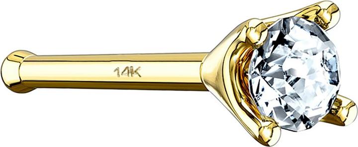 Produktbild Star Piercing Nasenstecker gerade 14k gold mit Kristall silber gefasst (14k Gold, ohne Messing)