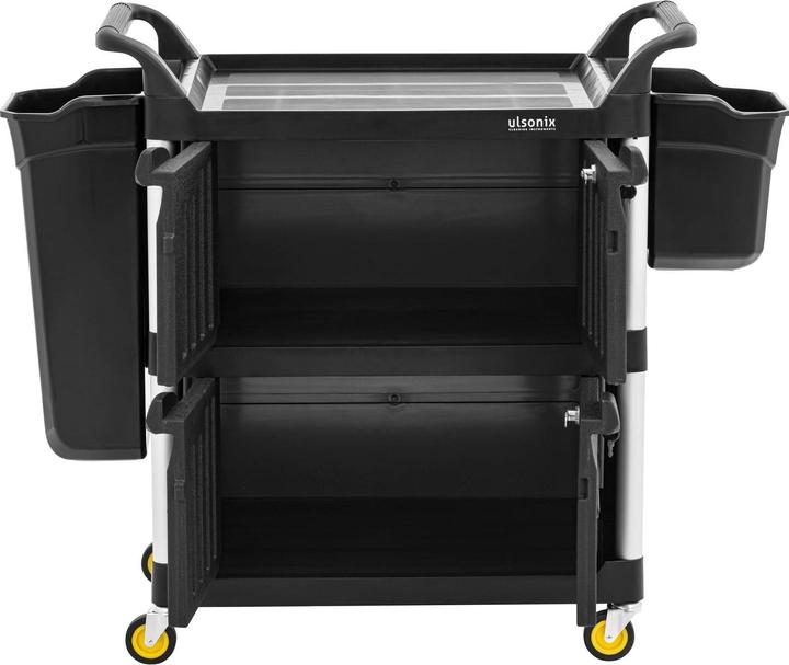 Produktbild Ulsonix Reinigungswagen abschliessbar 150 kg 3 Ablagen universeller Putzwagen Hotelwagen (1 Stk.)