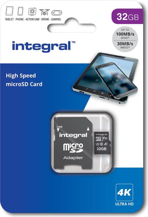 Actual product image INMSDH32G-100V30 MICRO SD CARD MICROSDHC UHS-1 U3 CL10 V30 UP TO 100MBS READ 30MBS WRITE MicroSD (32 GB, microSD, U3, UHS-I)
