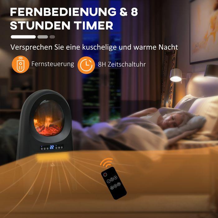 Image du produit Swisshandel24 Radiateur soufflant céramique 3 modes avec minuterie 2000 W Chauffage électrique avec flammes LED (2000 W)