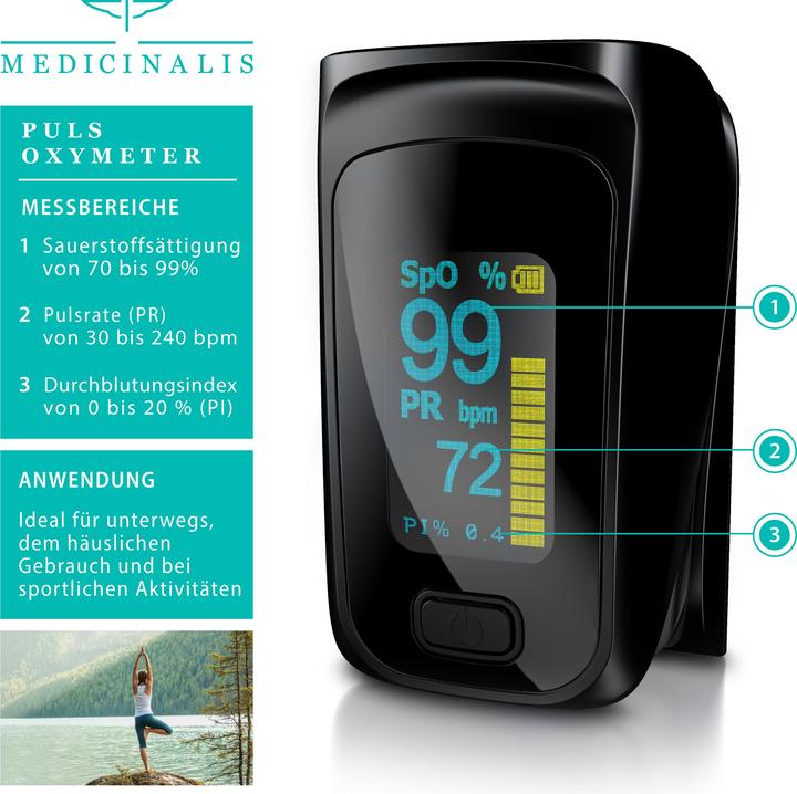 Produktbild Medicinalis SpO2 Finger Pulsmesser, Pulsoximeter