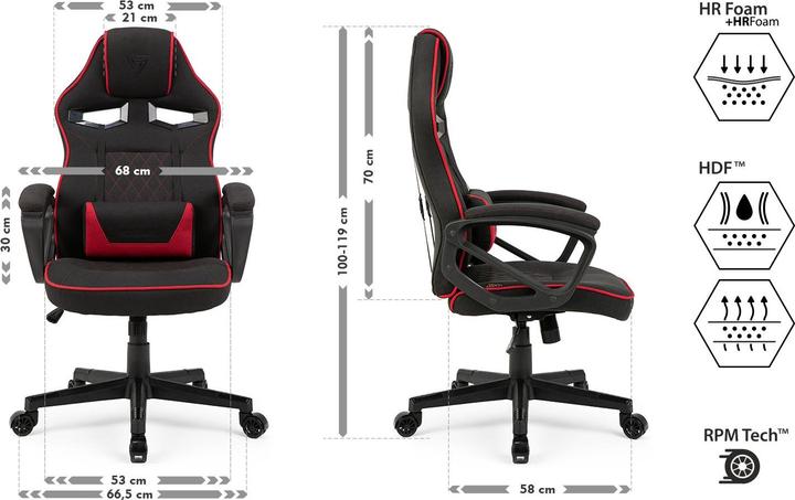 Actual product image Sense Knight fabric black-red