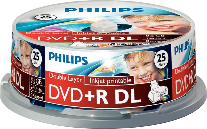 Actual product image Philips 1x25 DVD+R 8,5GB DL 8x IW SP (25 x)