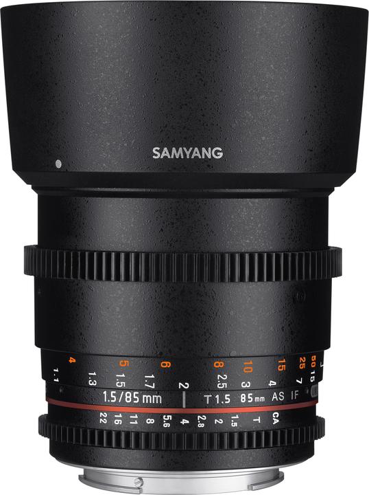 Samyang 85mm T1.5 VDSLR II Canon EF (Canon EF, Plein format)