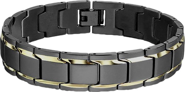 Actual product image Star Piercing Bracelet black matt with two gold stripes (21 cm, Surgical steel 316L, without brass)