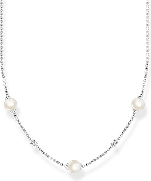 Thomas Sabo Kette Perlen mit weissen Steinen silber (925er Silber, 40 - 45 cm)