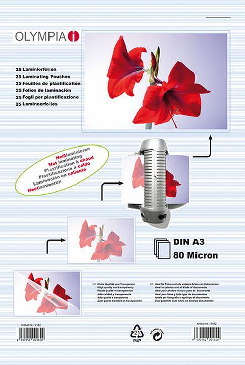 Actual product image Olympia 1x25 laminating foils DIN A3 80 micron (A3, 25 Piece, 80 µm)