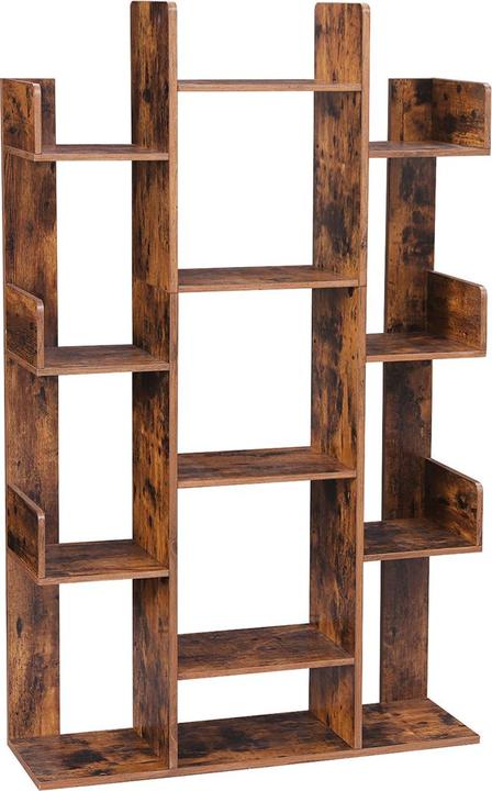 Actual product image Songmics 13 Storage Shelves Bookshelf Particleboard, Rustic Brown (86 x 25 x 140 cm)