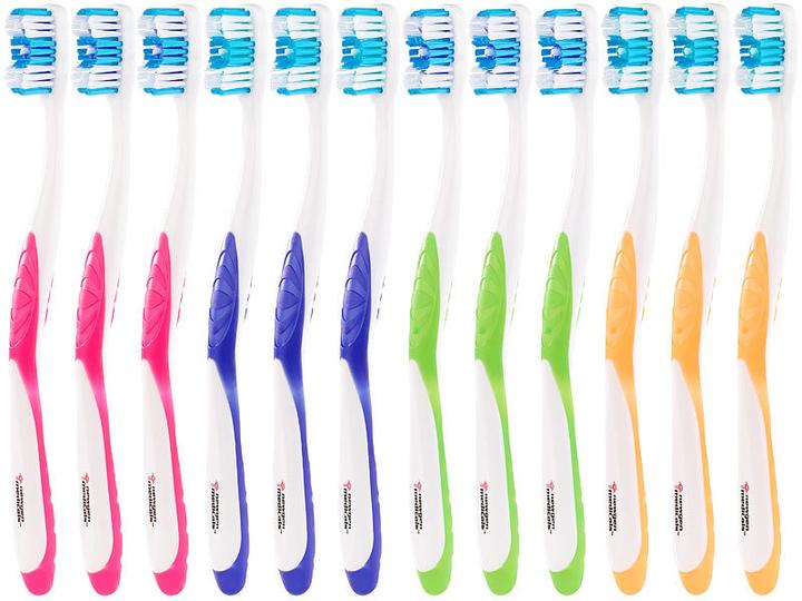 Produktbild Newgen medicals 36er-Pack Marken-Zahnbürsten mit Zungenreiniger, HART, 4 Farben (Hart, 36 x)