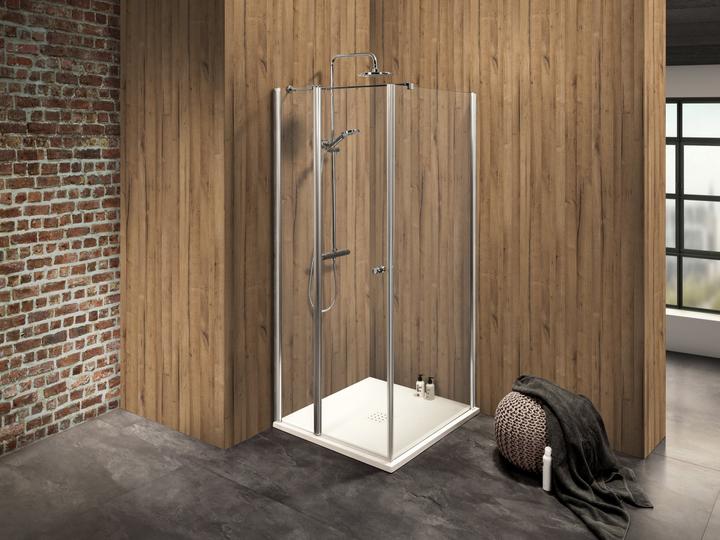 Actual product image Dusbad Shower cubicle/shower enclosure Vital 2 hinged door on fixed part left + shower screen right (75 cm, 75 cm)