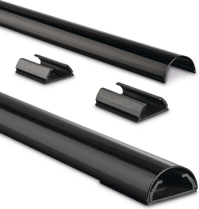 Actual product image Hama Aluminium cable duct, half-round, 110 x 3.3 x 1.8 cm, black (Duct, 110 cm)