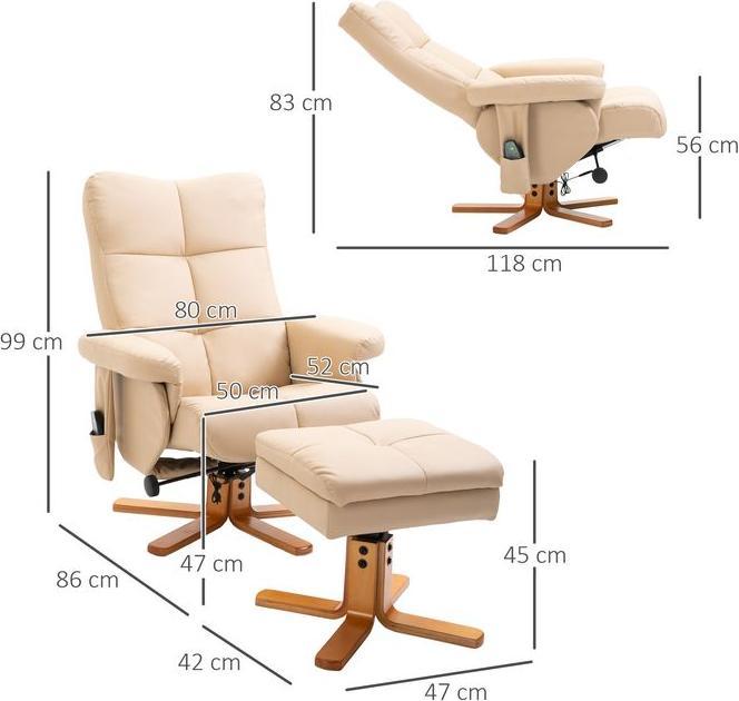 Image du produit Swisshandel24 Fauteuil de relaxation Fauteuil de massage avec repose-pieds Fauteuil TV inclinable à 145° Fauteuil