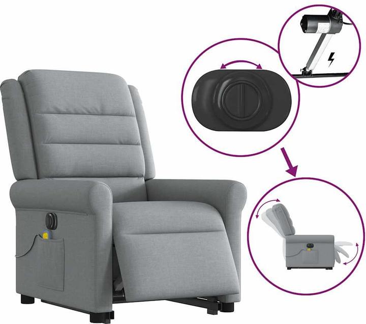Actual product image VidaXL Electric massage chair with stand-up aid Light grey fabric