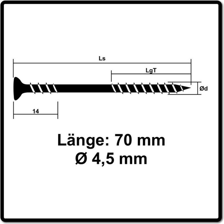 Actual product image Spax Facade screw 4.5 x 70 mm 100 pcs. Stainless steel A2 ( 25470004507022 ) Fixing thread Mini lens (100 Screws per piece)