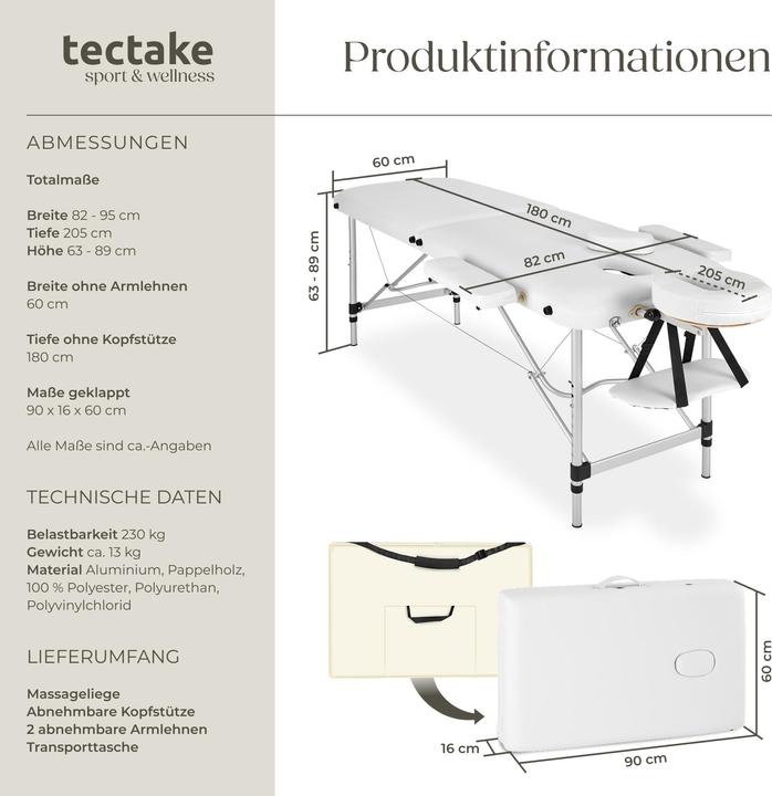 Image du produit tectake Table de massage 2 zones