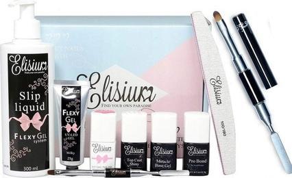 Produktbild Elisium SET Zestaw Maxi FlexyGel Pro Bond + Miracle Base Gel + Top Coat Shiny + FlexyGel Milky (Haargel)