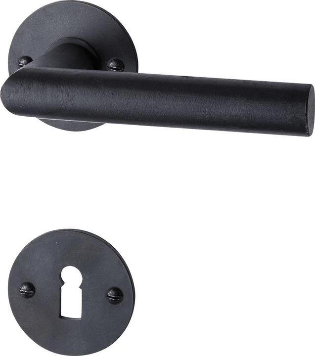 Actual product image Halcö DAVOS lever handle set - on round rose BB, TS-50, black steel (Door set)