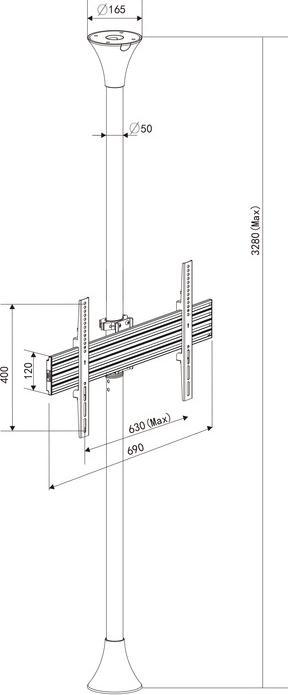 Actual product image Multibrackets HAGOR - Mounting Kit (Floor to Ceiling Mount) for LCD Display - Chrome - B (65", 30 kg)