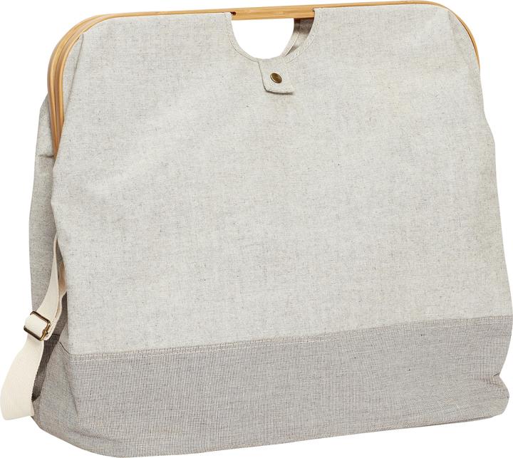 Hübsch Basket w/strap, tissu/bamboo, gris (12 l)