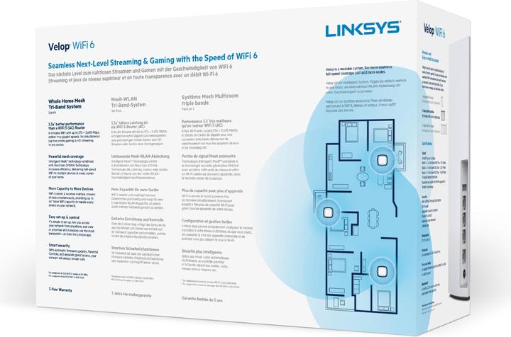 Produktbild Linksys Velop WiFi 6 AX4200 Mesh-WLAN Tri-Band-System 2er-Pack (MX8400)