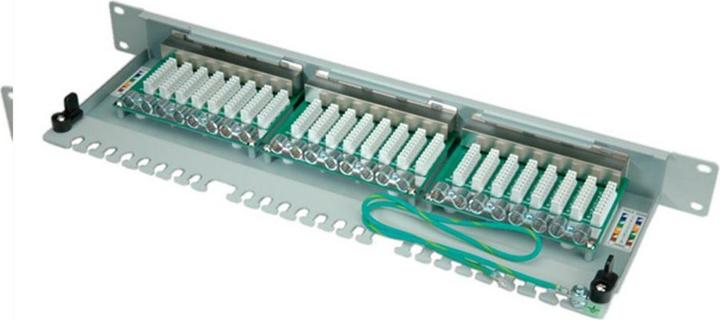 Image du produit Telegärtner TELEGAERTNER Panneau de brassage Cat5e 24Port RJ45 1HE 48,3cm 48,30cm (19") gris clair (26.11.0523)