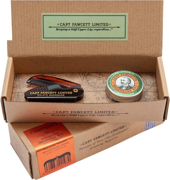 Captain Fawcett Capt. Fawcett Care - Maharajah Moustache Wax & Moustache Comb Set