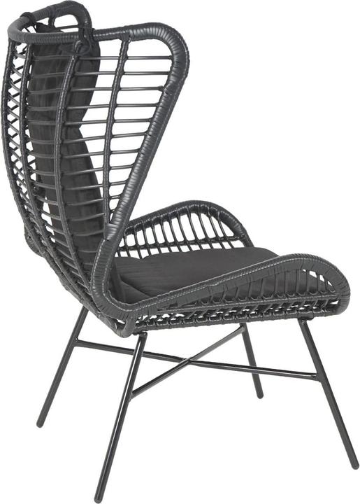 Produktbild Swisshandel24 Poly-Rattan Set, Balkon-Set Gartengarnitur Sitzgruppe Stuhl+Hocker anthrazit, Kissen anthrazit