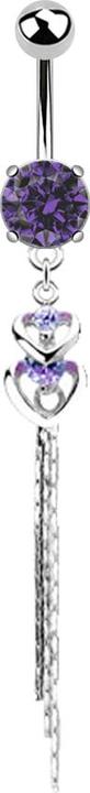 Produktbild Star Piercing Banane silber mit Kugel und Kugel Kristall tanzanite Anhänger zwei Herzen glitzerfaden (Chirurgenstahl 316L, Messing)