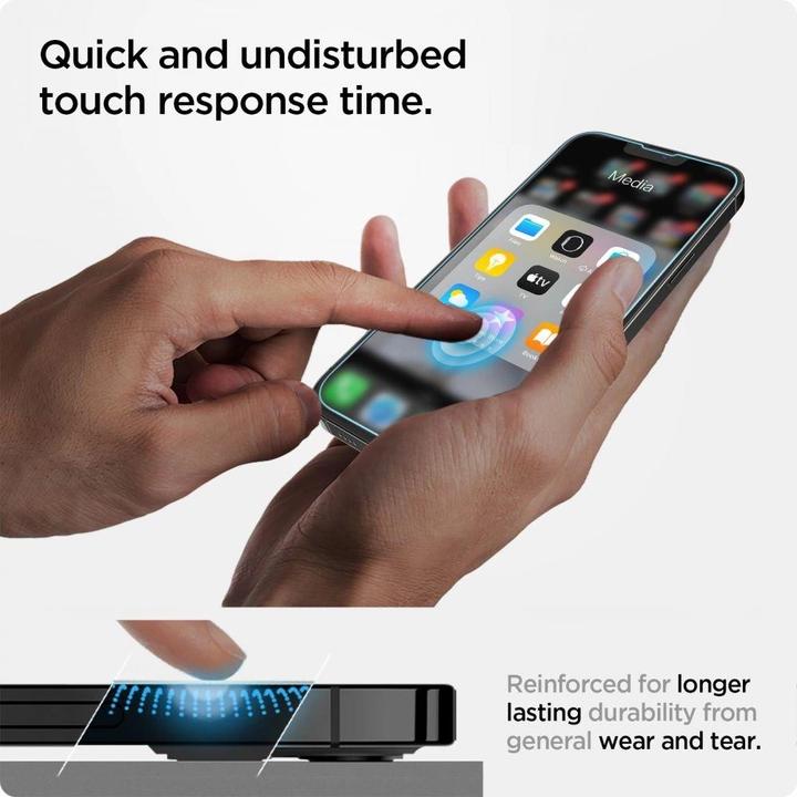 Produktbild Spigen Glas.tR EZ Fit (2 Stück, Apple iPhone 14, Apple iPhone 13, Apple iPhone 13 Pro)