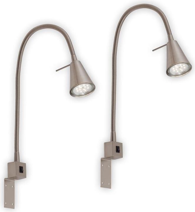 Briloner 2er Set LED Bettleuchte Schlafzimmer Wohnzimmer Matt-Nickel