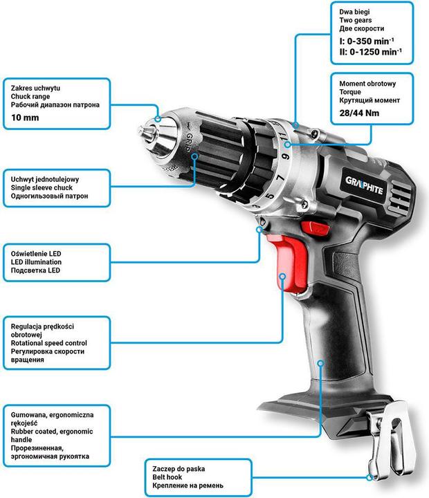 Produktbild Graphite Cordless Drill / Driver Energy + 18V (58G000) (Akkubetrieb)