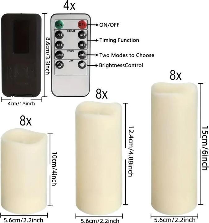 Actual product image Cbx 24 Stück Flammenlose LED Kerzen mit Fernbedienung und Timer Funktion (24 x)