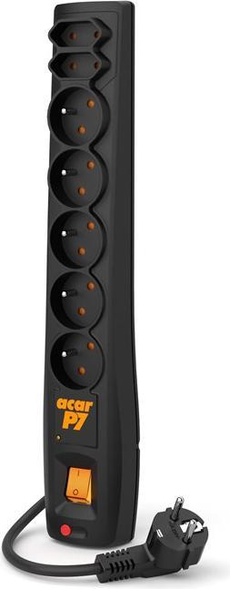 Actual product image Acar Listwa zasilająca P7 przeciwprzepięciowa 7 gniazd 5 m czarna (W0116) (7 x, 5 m)