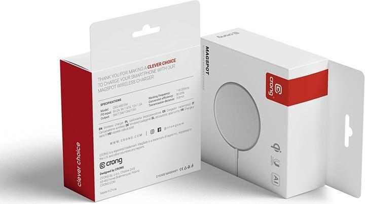 Actual product image Crong MagSpot Wireless Charger - Aluminiowa ładowarka MagSafe 15W (Graphite) (15 W)