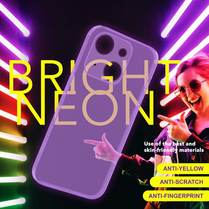 Immagine prodotto Nalia Copertura in silicone trasparente al neon (Apple iPhone 15)