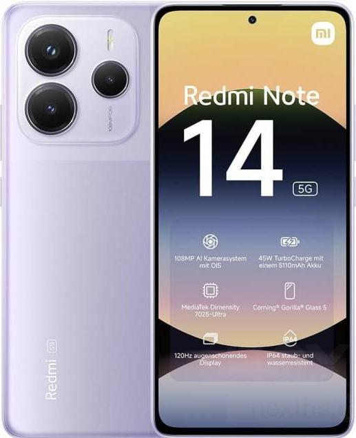 Xiaomi Redmi Note 14 (256 GB, Lavender Purple, 6.67", Dual SIM, 108 Mpx, 5G)