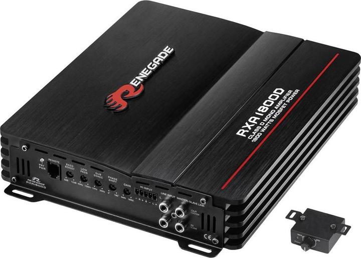 Image du produit Renegade RXA1800 Amplificateur de puissance à 1 canal 1800W Volume/Bass/Treble Control Adapté à (Car Brand)