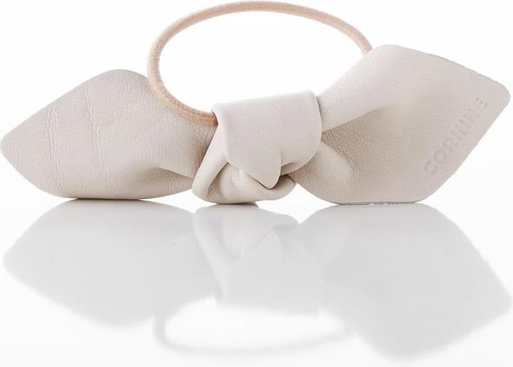 Image du produit Corinne World - Leather Bow Big Hair Tie Cream (Élastiques à cheveux)
