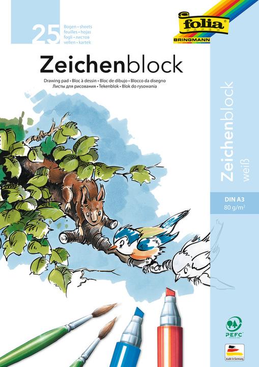 Image du produit Folia Papier à dessin bloc sans bois (A3)