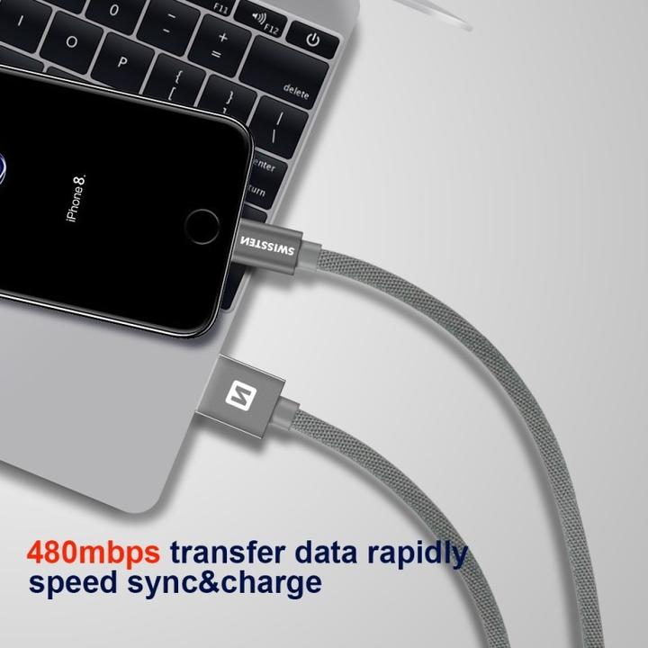 Immagine prodotto Swissten Cavo dati tessile USB / Lightning MFi 1,2 M (1.20 m, USB 3.2 Gen 1)