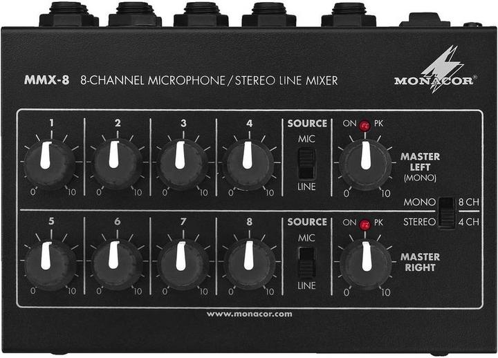 Image du produit Monacor Mélangeur de microphone MMX-8 (Studio et mixeur live)
