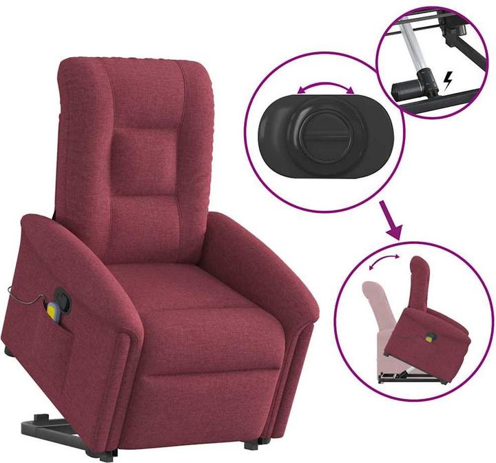 Actual product image VidaXL Massage chair with stand-up aid wine red fabric