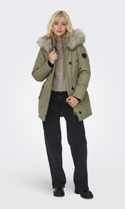 Produktbild Only Kapuze mit abnehmbarem Kunstfell-Rand Gerippte Ärmelbündchen Parka Langer Parka (L)