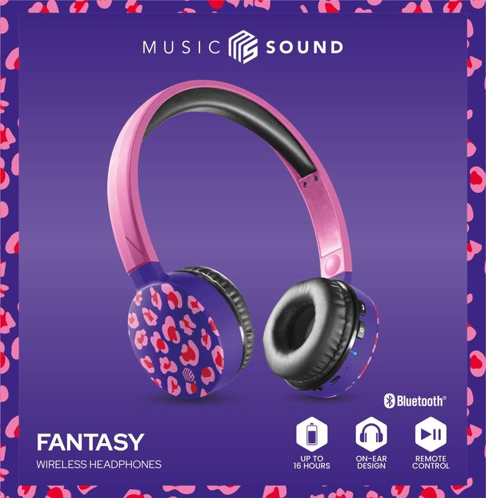 Produktbild Music Sound Music+Sound FANTASY Bluetooth-Kopfhörer pink/lila on-ear Softtouch max.20h 1 (keine Geräuschunterdrückung, 16 h, Kabellos)