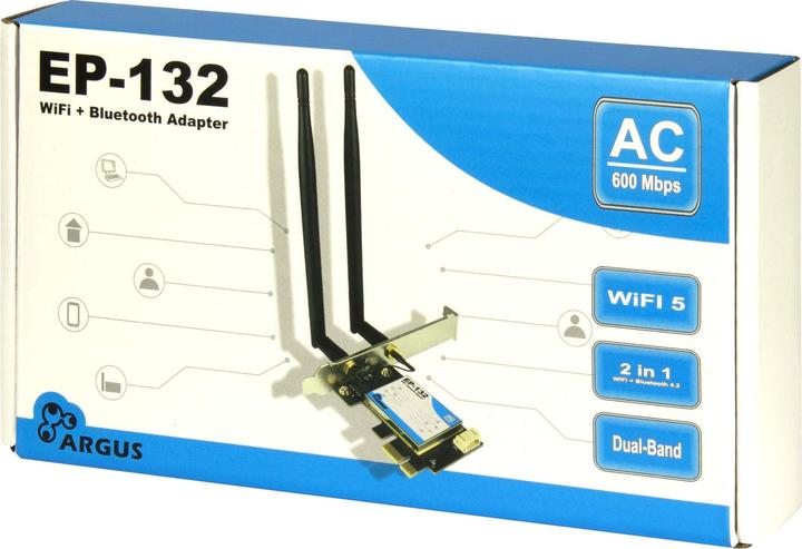 Produktbild Intertech Wi-Fi 5 PCIe Adapter EP-132 Antenne,Bluetooth 4.2 (Mini PCI Express)
