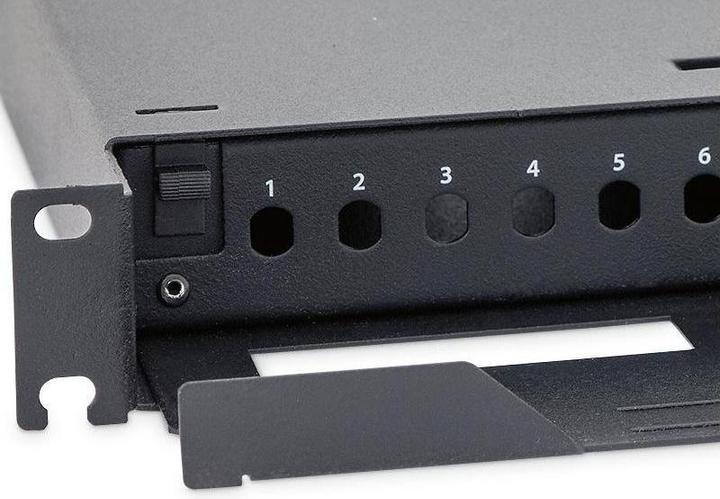Actual product image Triton RAC-FO-X75-A1 - Extendable 19-opto patch panel 1U, for 24x ST, RAL9005, grey