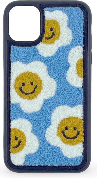 Produktbild RPD iPhone 15 Pro Max - Flower Smiles Knit Case - Blau mit Stickerei (Apple iPhone 15 Pro Max)