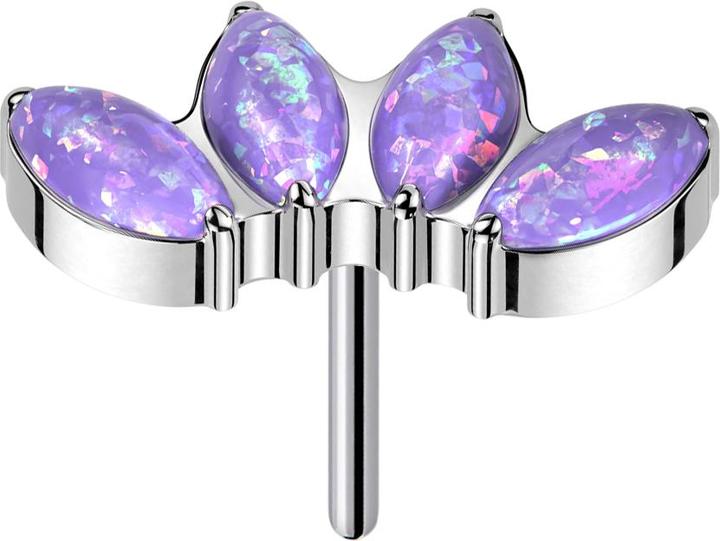 Image du produit Star Piercing Threadless silber vier Opale violett (Titane G23, sans laiton)